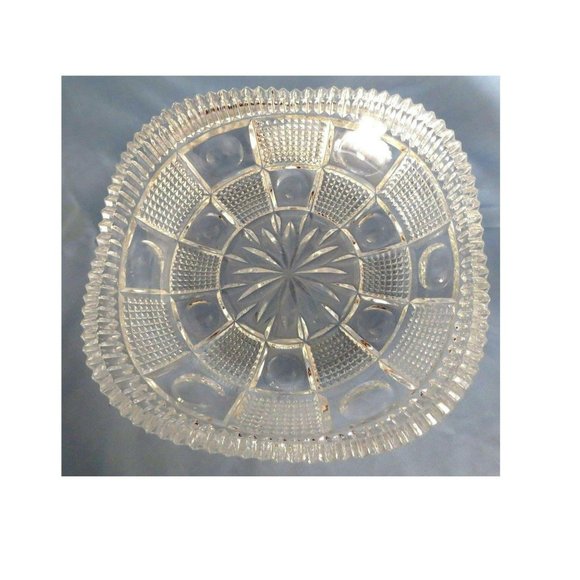 Vintage Candy Dish Cut Glass Square Knobby Sawtooth Pattern Bowl JE62 - Picture 2 of 6
